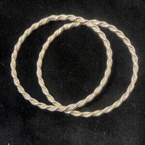 (2) Twisted Rope Silver Bangle Bracelets - from Chico's
